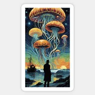 Starry Night Symphony: Van Gogh-Inspired Jellyfish Ballet Magnet